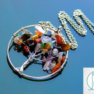 Handmade Mix Necklace Tree of Life Pendant Natural Gemstone Necklace 50cm Chain with Pouch Michael's UK Jewellery