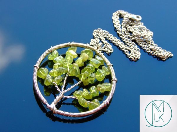 Handmade Tsavorite Necklace Tree of Life Pendant Natural Gemstone Necklace 50cm Chain with Pouch Michael's UK Jewellery