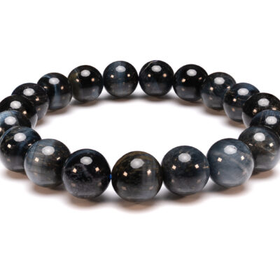 Hawks Eye/Blue Tigers Eye Bracelet 10mm Natural Gemstone 6-9'' Elasticated with Box Michael's UK Jewellery