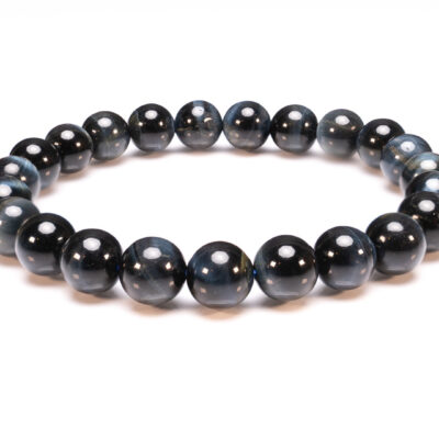 Hawks Eye/Blue Tigers Eye Bracelet Natural Gemstone 6-9'' Elasticated with Box Michael's UK Jewellery
