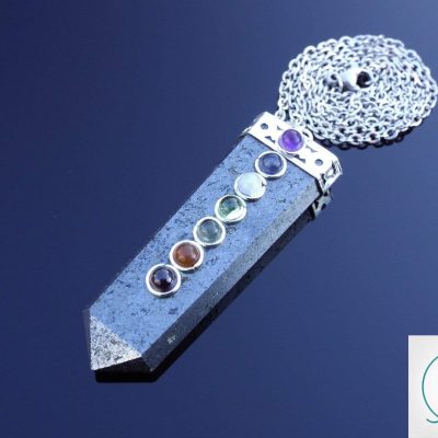 Hematite 7 Chakra Natural Gemstone Pendant Necklace 50cm Michael's UK Jewellery