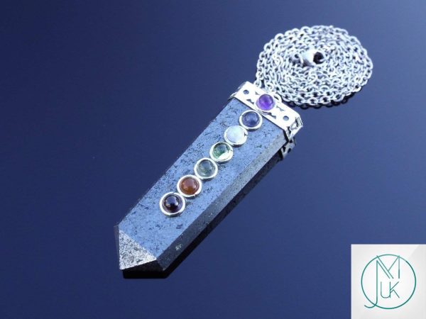 Hematite 7 Chakra Natural Gemstone Pendant Necklace 50cm Michael's UK Jewellery