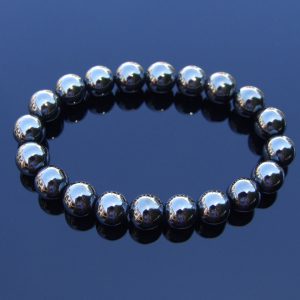Hematite Natural 10mm Gemstone Bracelets 6-9'' Elasticated Michael's UK Jewellery