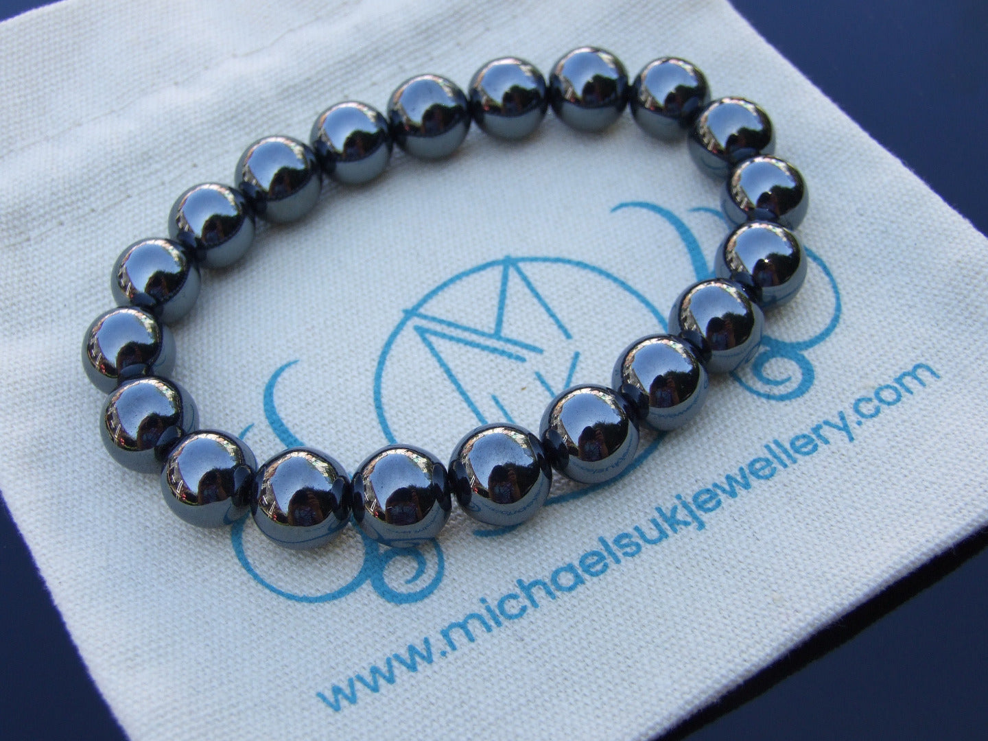 Hematite Natural 10mm Gemstone Bracelets 6-9'' Elasticated Michael's UK Jewellery