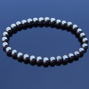 Hematite Natural 6mm Gemstone Bracelets 6-9'' Elasticated Michael's UK Jewellery