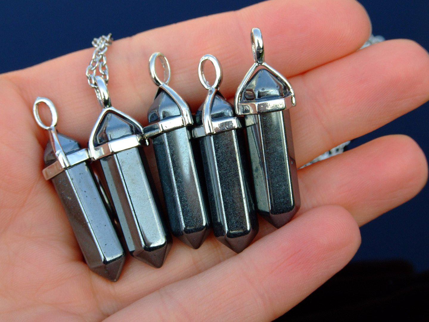 Hematite Natural Crystal Point Pendant Gemstone Necklace Michael's UK Jewellery