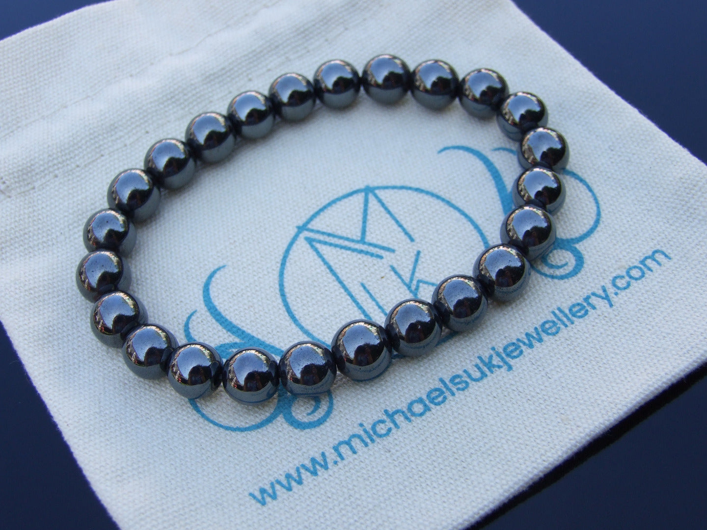 Hematite Natural Gemstone Bracelets 6-9'' Elasticated Michael's UK Jewellery