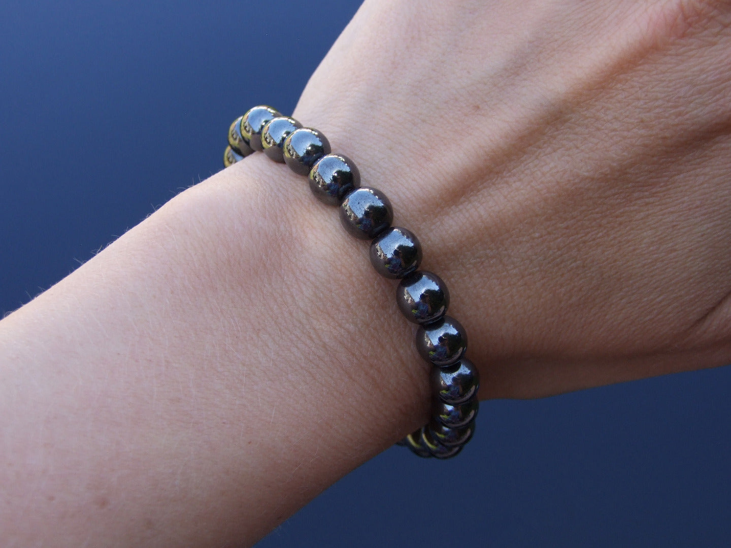 Hematite Natural Gemstone Bracelets 6-9'' Elasticated Michael's UK Jewellery