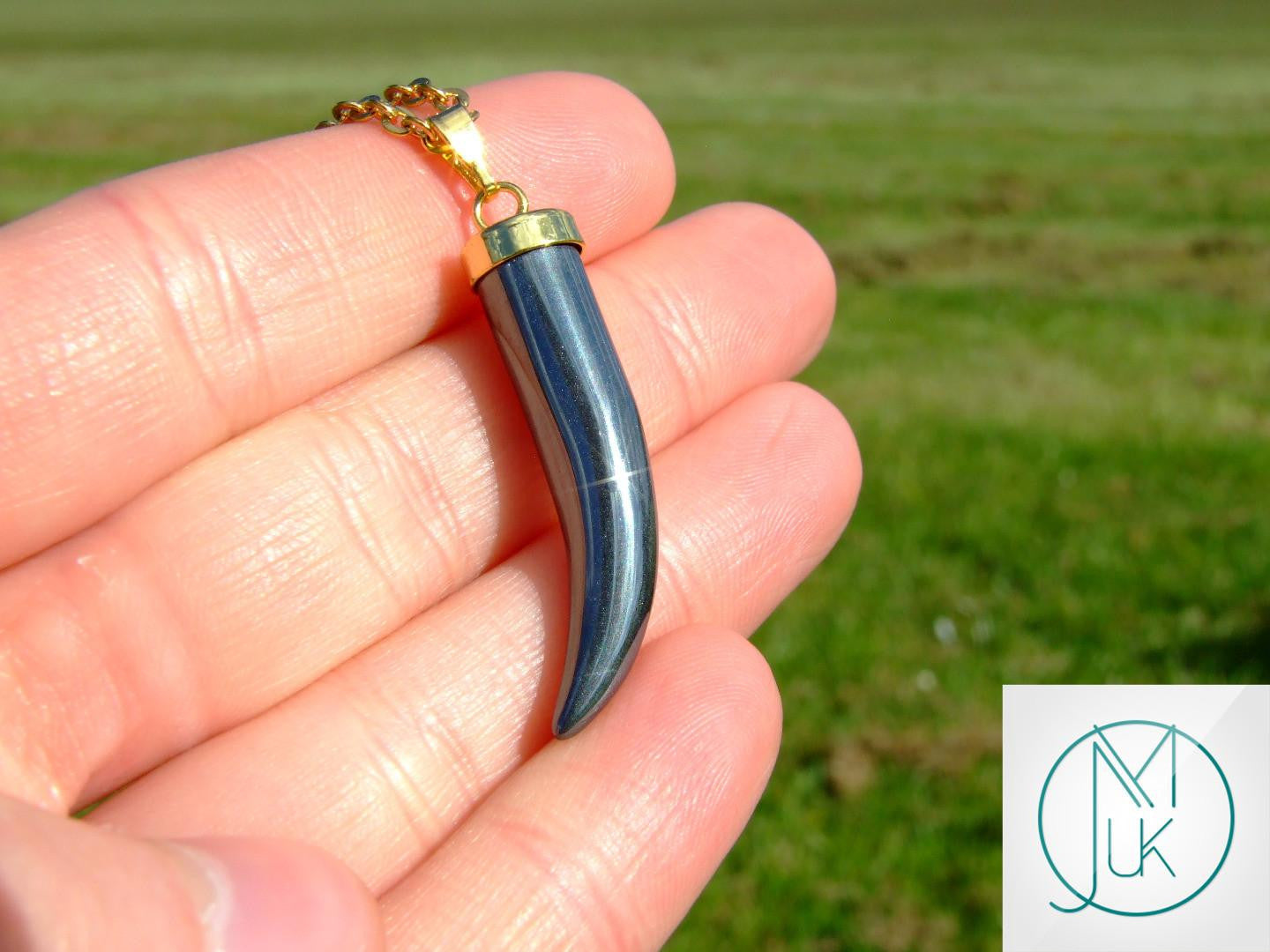 Hematite Natural Gemstone Pepper Pendant Necklace Michael's UK Jewellery