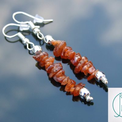 Hessonite Natural Gemstone Chip Drop Earrings Michael's UK Jewellery