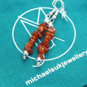Hessonite Natural Gemstone Chip Drop Earrings Michael's UK Jewellery
