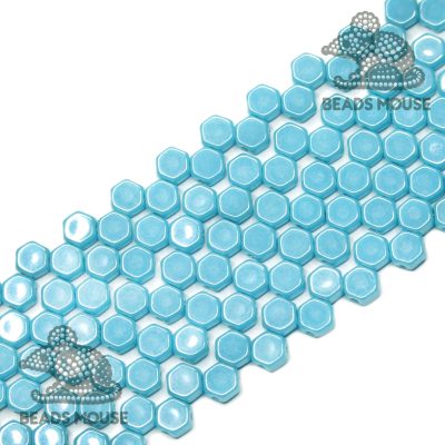 Honeycomb Hexagon Beads 6mm Blue Turquoise Luster Shimmer beadsmouse.co.uk