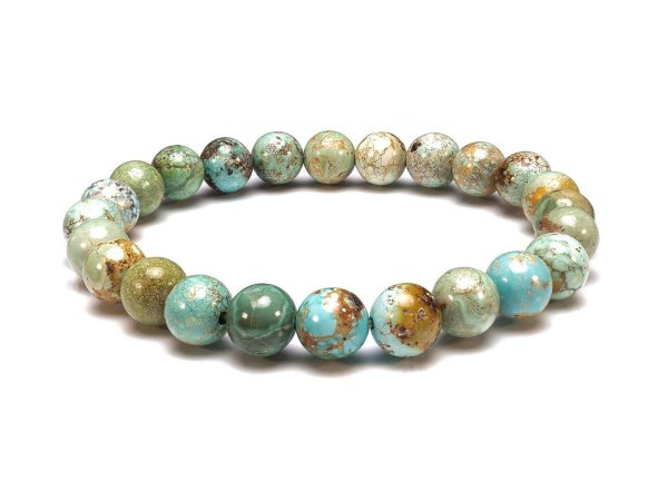 Hubei Turquoise Natural Gemstone Bracelet 6-9'' Elasticated Michael's UK Jewellery