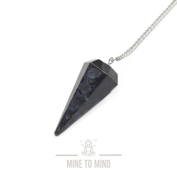Indigo Gabbro Gemstone Pendulum for Dowsing Divination Wicca mine to mind 01