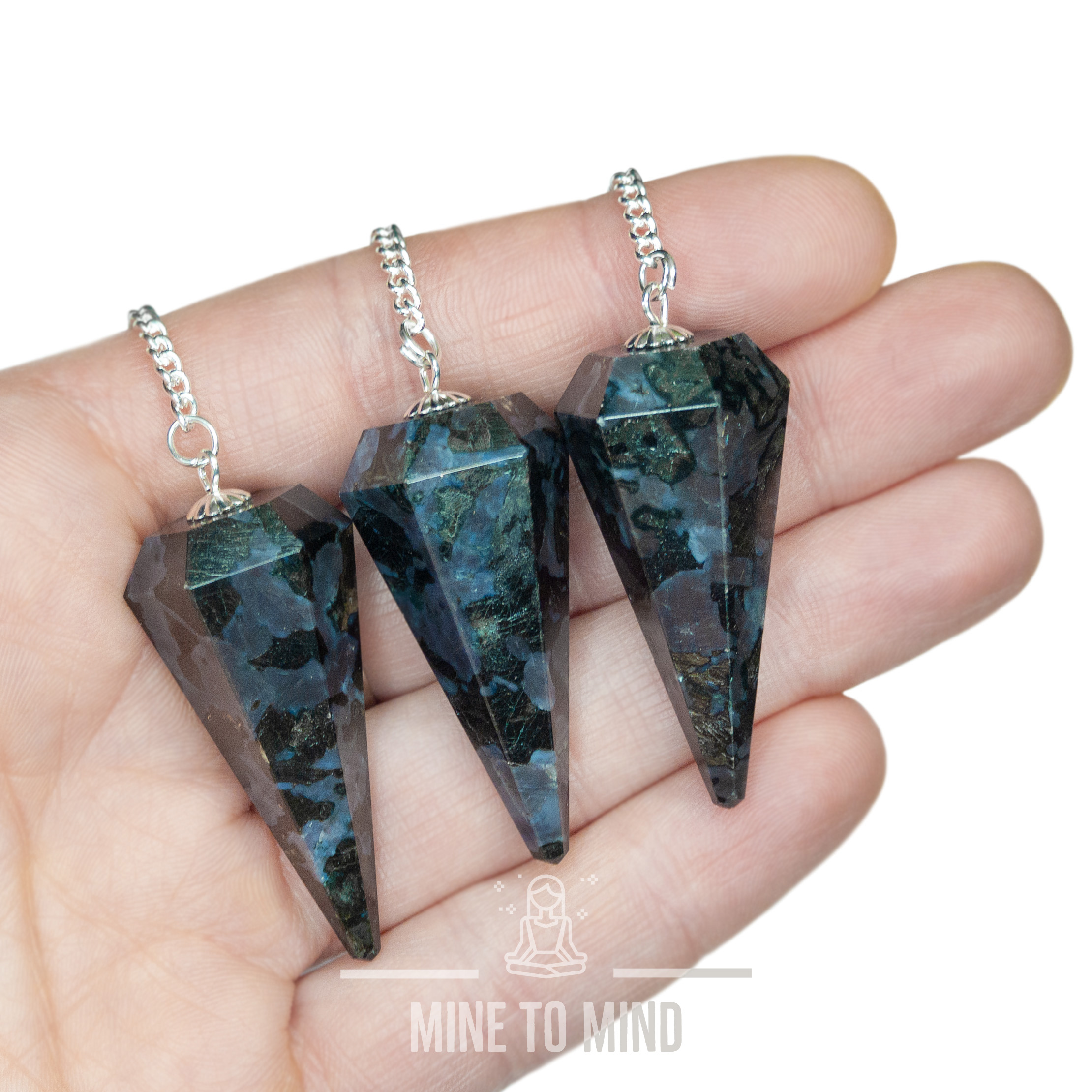 Indigo Gabbro Gemstone Pendulum for Dowsing Divination Wicca mine to mind 02