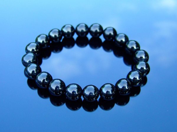 Jet 10mm Natural Gemstone Bracelet 6-9'' Elasticated Michael's UK Jewellery