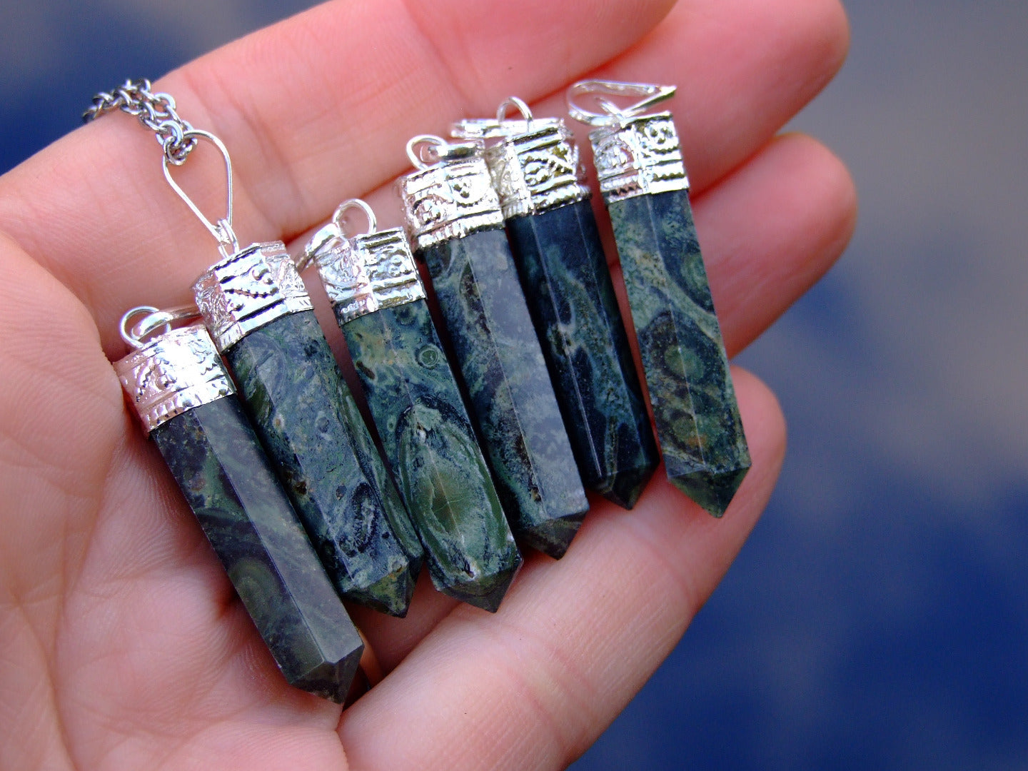 Kambaba Jasper Hexa Point Pendant Necklace Michael's UK Jewellery