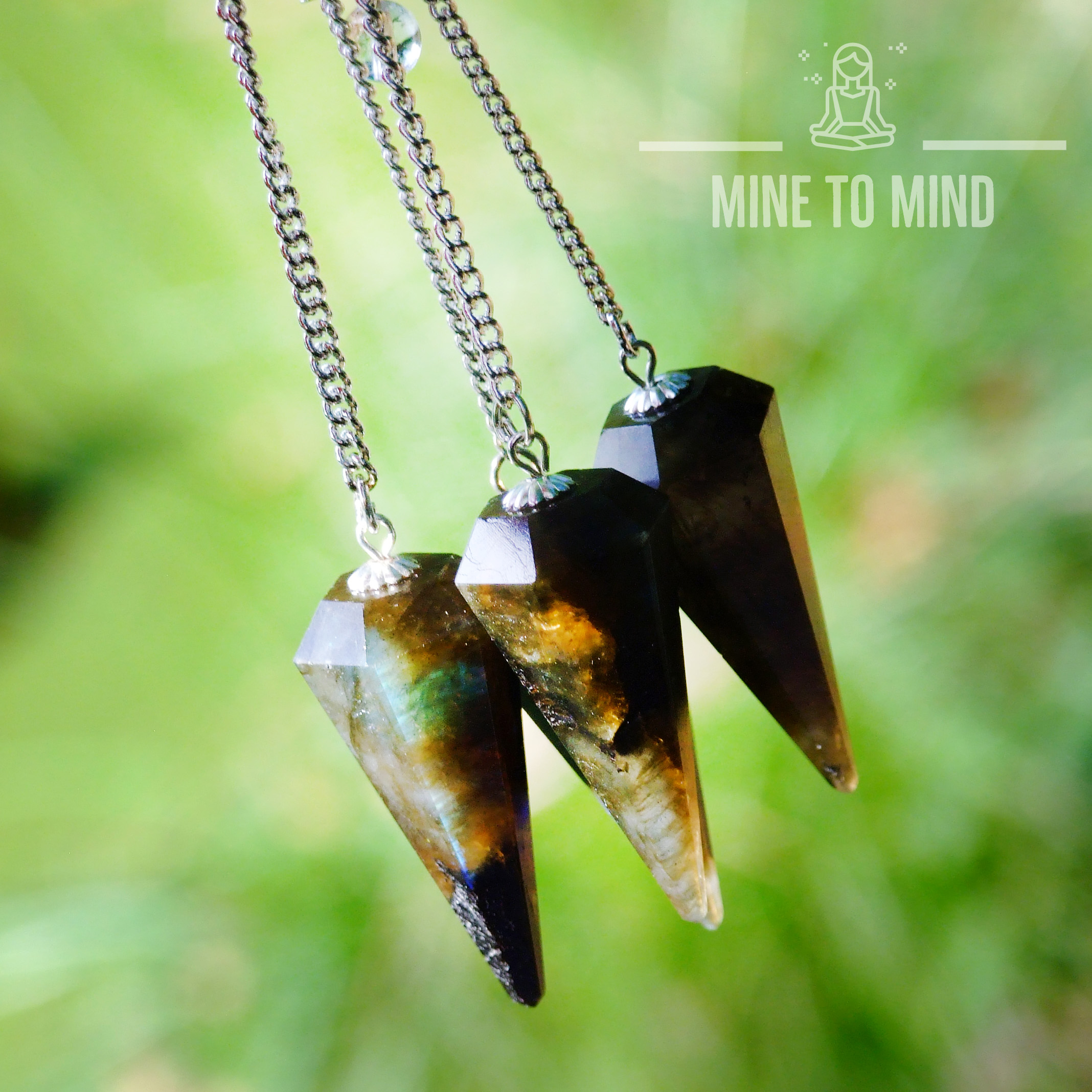 Labradorite Gemstone Pendulum for Dowsing Divination Wicca woods mine to mind