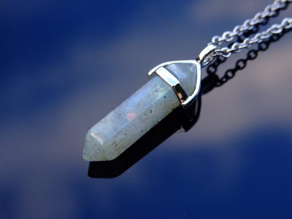 Gemstone Necklace Labradorite Natural Point Pendant beads mouse