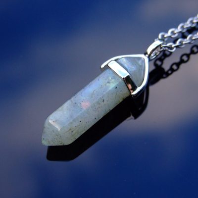Gemstone Necklace Labradorite Natural Point Pendant beads mouse