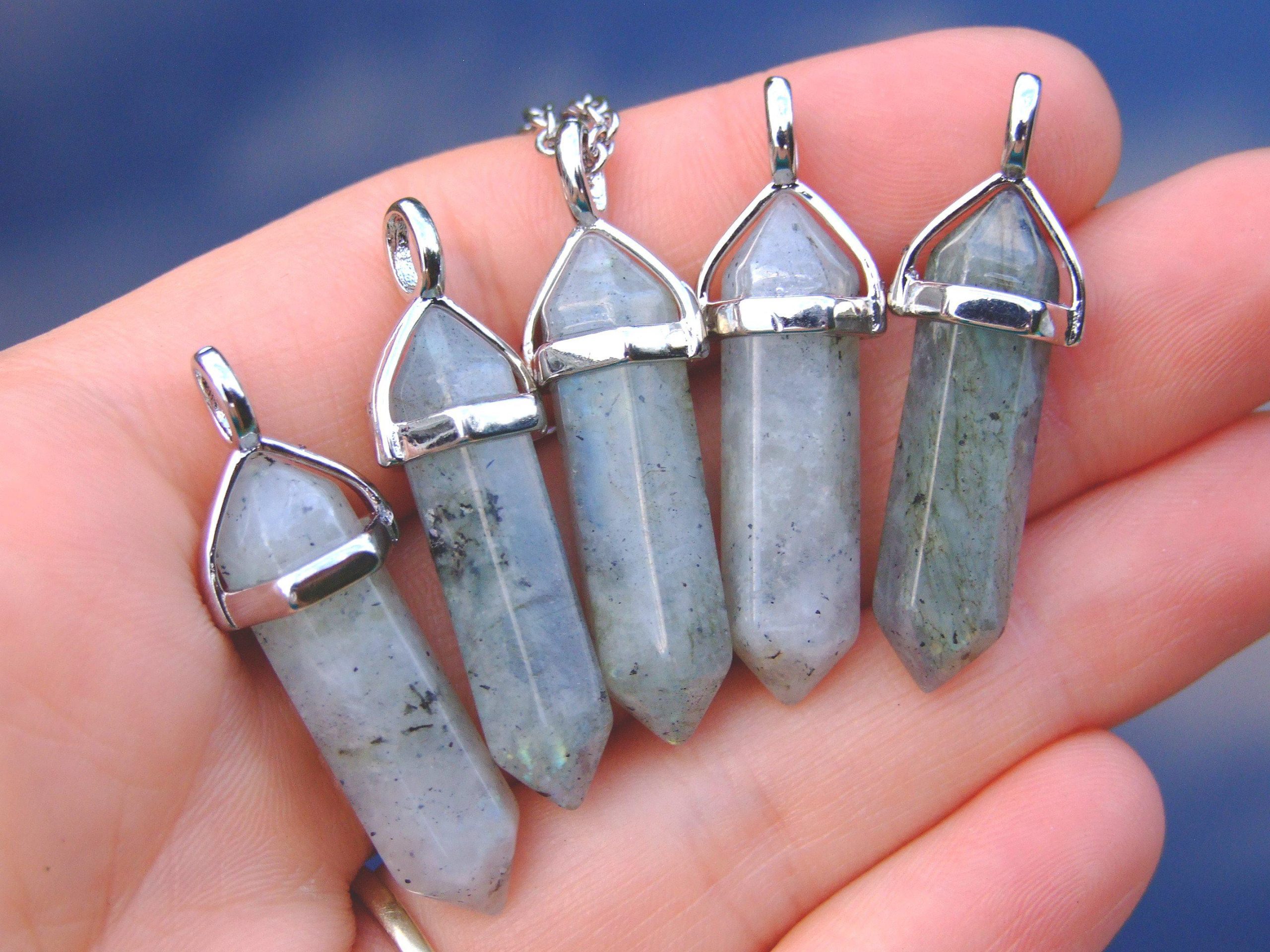 Labradorite Natural Crystal Point Pendant Gemstone Necklace Michael's UK Jewellery