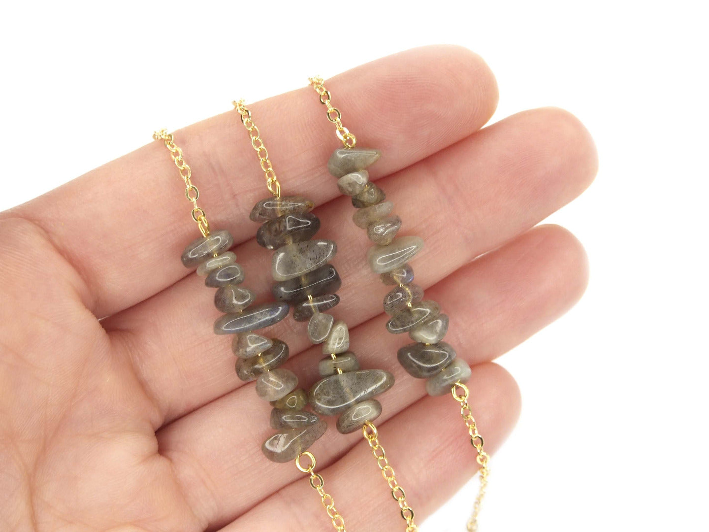 Labradorite Natural Gemstone Chip Necklace Michael's UK Jewellery