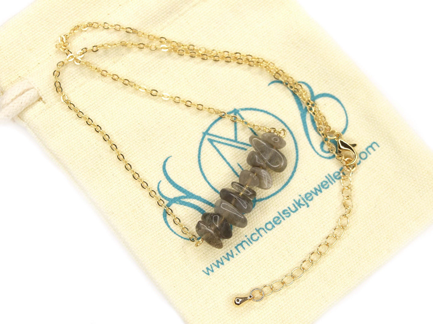 Labradorite Natural Gemstone Chip Necklace Michael's UK Jewellery
