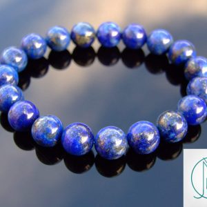 Lapis Lazuli 10mm Natural Dyed Gemstone Bracelet 6-9'' Elasticated Michael's UK Jewellery