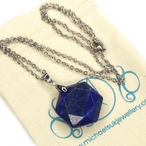 Lapis Lazuli Hexagon Pendant Natural Gemstone Necklace Michael's UK Jewellery