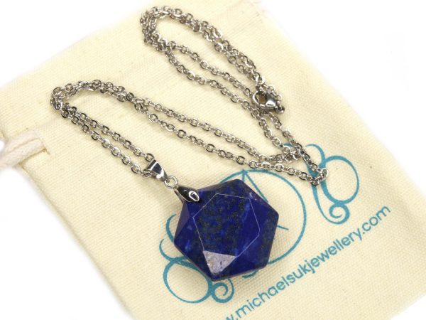 Lapis Lazuli Hexagon Pendant Natural Gemstone Necklace Michael's UK Jewellery