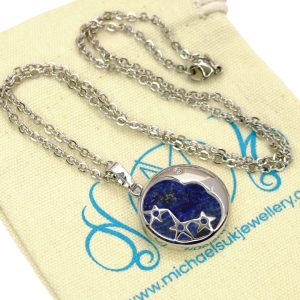 Lapis Lazuli Moon Natural Gemstone Pendant Necklace 50cm Michael's UK Jewellery