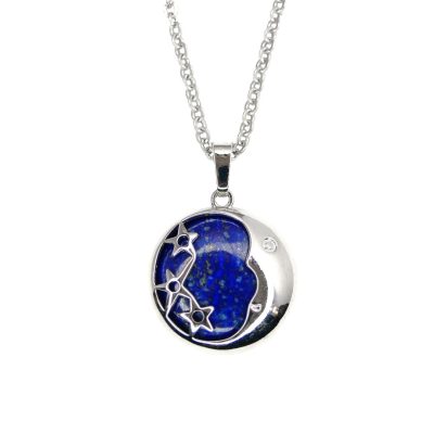Lapis Lazuli Moon Natural Gemstone Pendant Necklace 50cm Michael's UK Jewellery