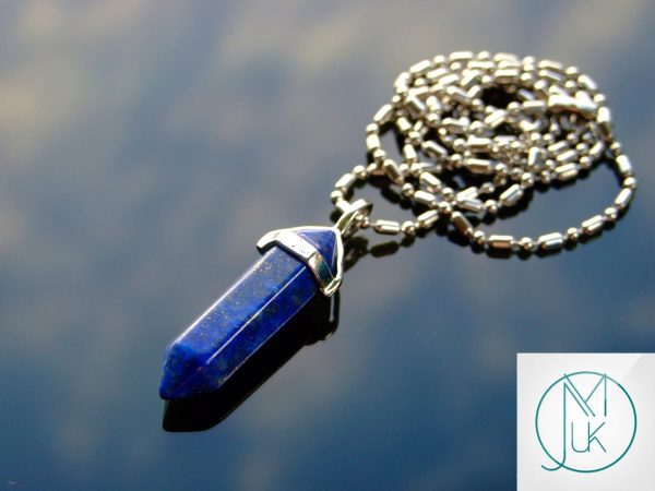 Gemstone Necklace Lapis Lazuli Natural Point Pendant beads mouse
