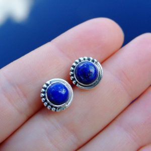 Lapis Lazuli Natural Gemstone 925 Sterling Silver Earrings Michael's UK Jewellery