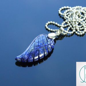 Lapis Lazuli Natural Gemstone Angel Wing Pendant Necklace Michael's UK Jewellery