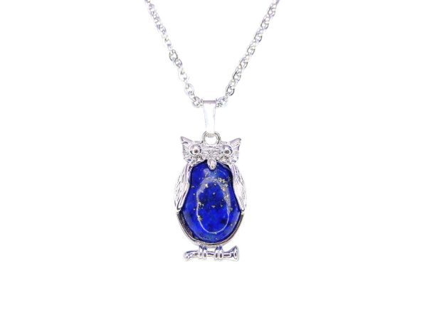 Lapis Lazuli Necklace Owl Pendant Natural Gemstone With Pouch Michael's UK Jewellery