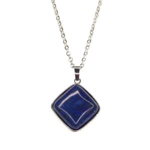 Gemstone Necklace Lapis Lazuli Square Pendant Natural beads mouse