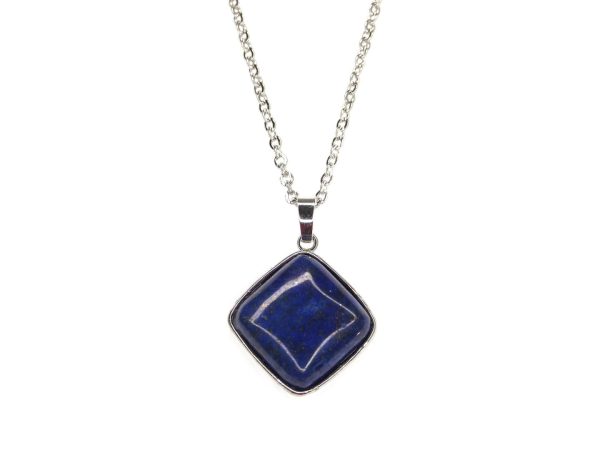 Gemstone Necklace Lapis Lazuli Square Pendant Natural beads mouse