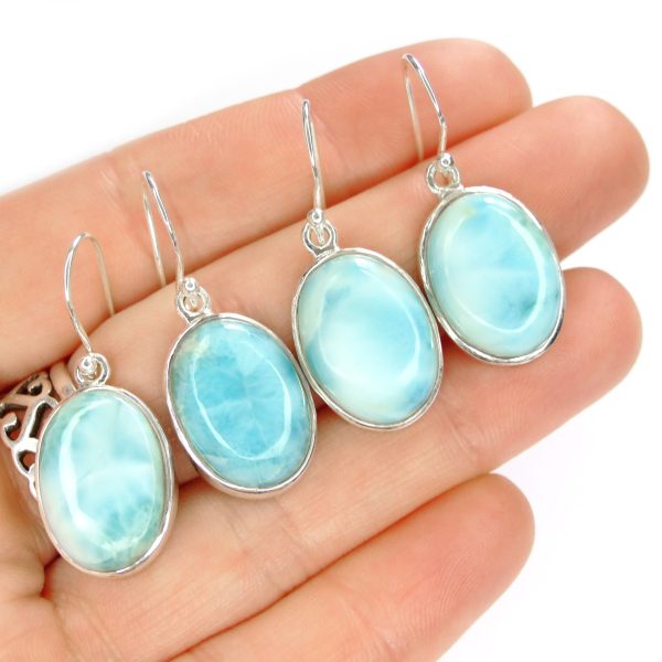 Larimar Gemstone Earrings 925 Sterling Silver - Image 2