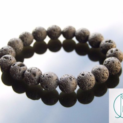 Lava Rock 10mm Natural Gemstone Bracelet 6-9'' Elasticated Michael's UK Jewellery