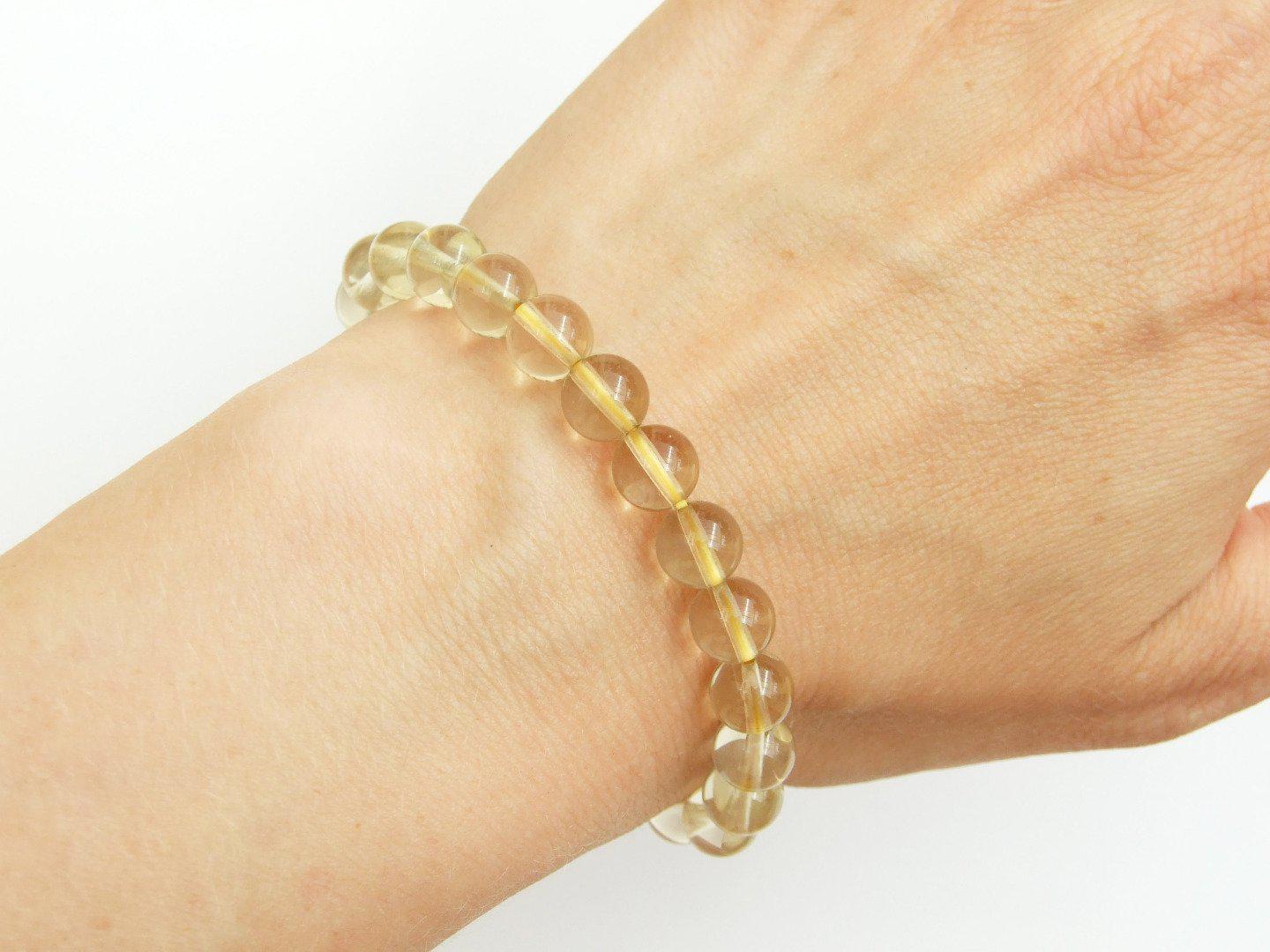 Lemon Quartz Natural Gemstone Bracelet 6-9'' Elasticated Michael's UK Jewellery