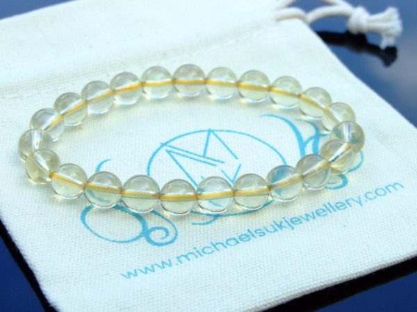 Lemon Quartz Natural Gemstone Bracelet 6-9'' Elasticated Michael's UK Jewellery