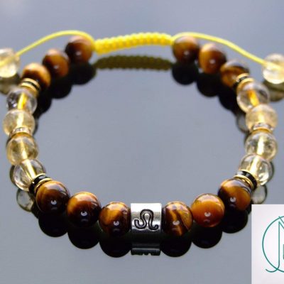 Leo Citrine Tigers Eye Birthstone Bracelet 6-9'' Macrame Michael's UK Jewellery