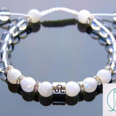 Leo Moonstone Rock Crystal Birthstone Bracelet 6-9'' Macrame Michael's UK Jewellery