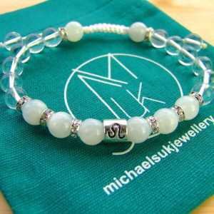 Leo Moonstone Rock Crystal Birthstone Bracelet 6-9'' Macrame Michael's UK Jewellery