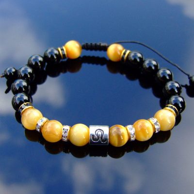 Leo Tourmaline Golden Tiger Birthstone Bracelet 6-9'' Macrame Michael's UK Jewellery