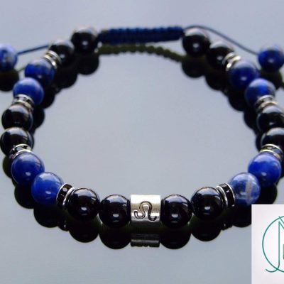 Leo Tourmaline Sodalite Birthstone Bracelet 6-9'' Macrame Michael's UK Jewellery