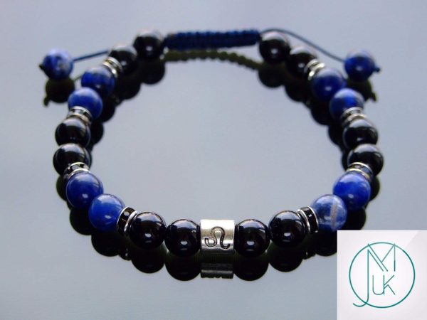 Leo Tourmaline Sodalite Birthstone Bracelet 6-9'' Macrame Michael's UK Jewellery