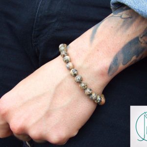 Leopard Skin Jasper Natural Gemstone Bracelet 6-9'' Elasticated Michael's UK Jewellery