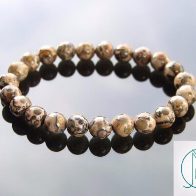 Leopard Skin Jasper Natural Gemstone Bracelet 6-9'' Elasticated Michael's UK Jewellery